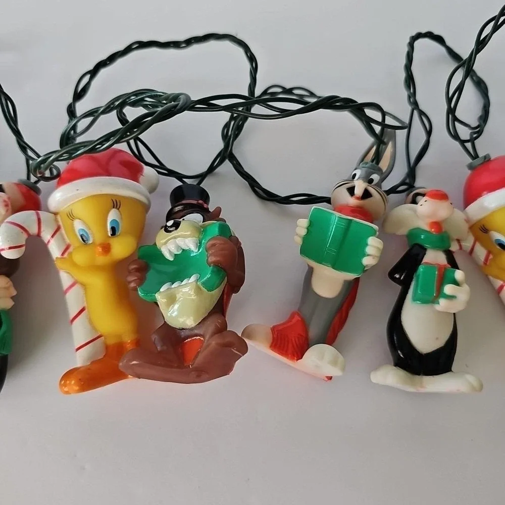 1997 Warner Bros Looney Tunes Christmas String Lights Bugs Tweety Taz Vintage